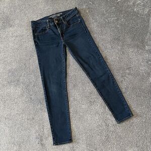 American Eagle Jeans Womens 8 Navy Blue Denim Tapered Jegging Skinny